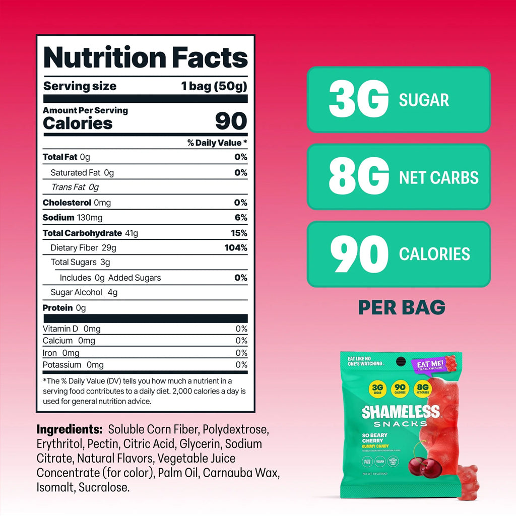 Shameless Snacks So Beary Cherry Healthy Gummy Candy