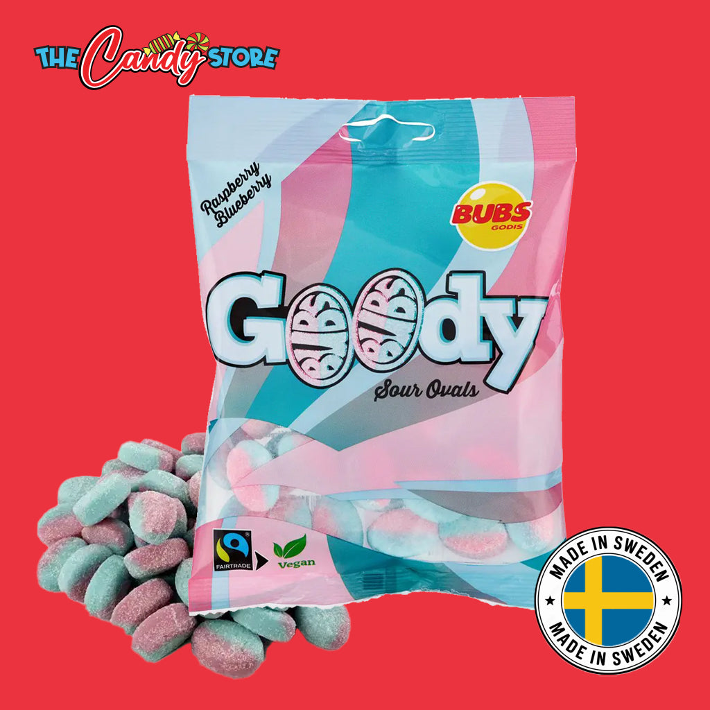 Goody Raspberry Blueberry Sour Ovals Swedish Candy