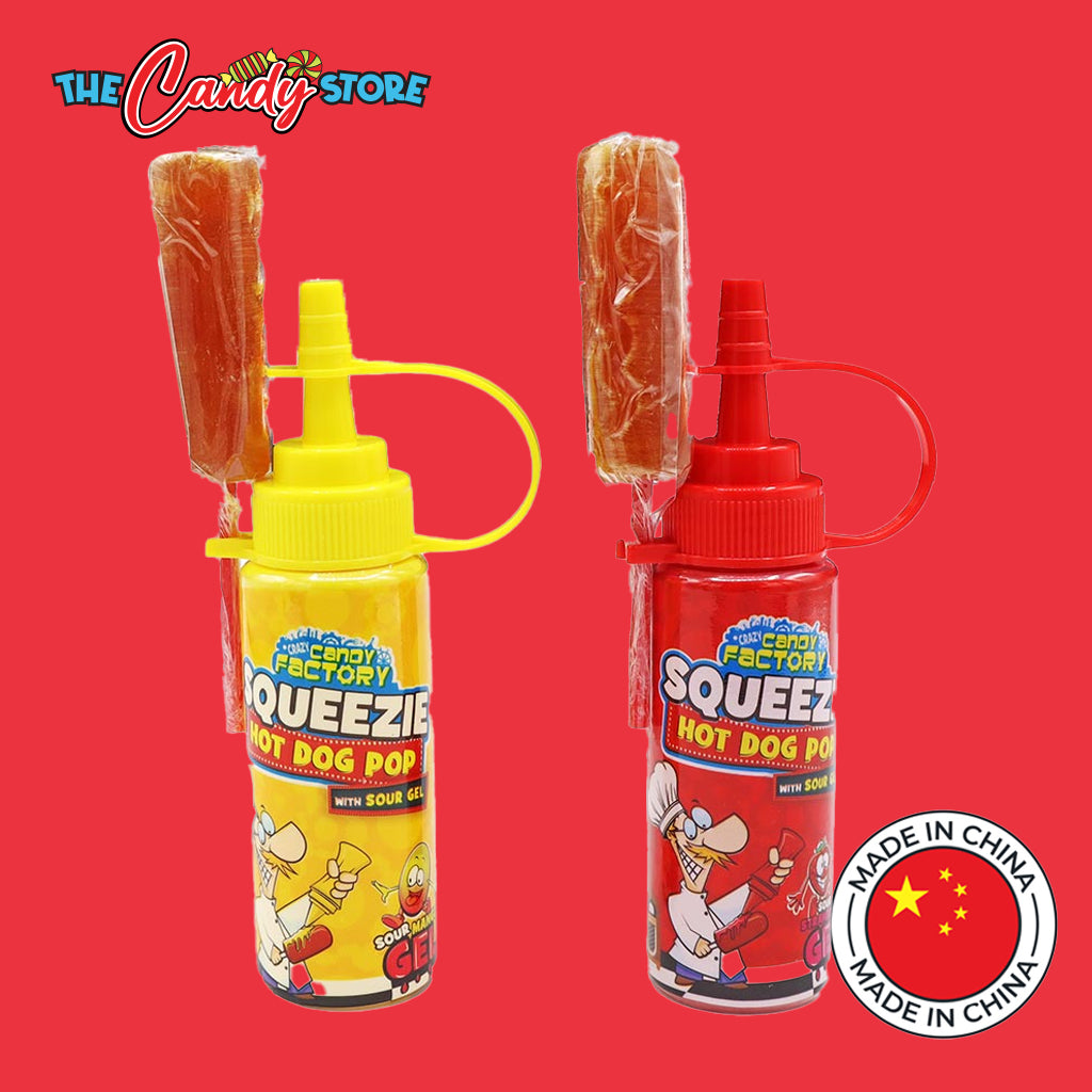 Crazy Candy Factory Squeezie Hot Dog Lollipop
