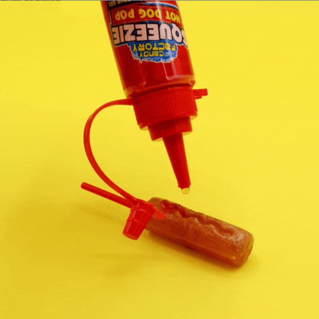 Crazy Candy Factory Squeezie Hot Dog Lollipop
