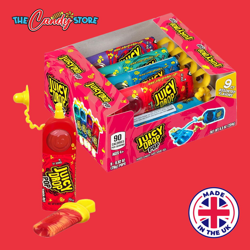 Juicy Drop POP Hard Candy With Sour Gel Assorted Lollipops