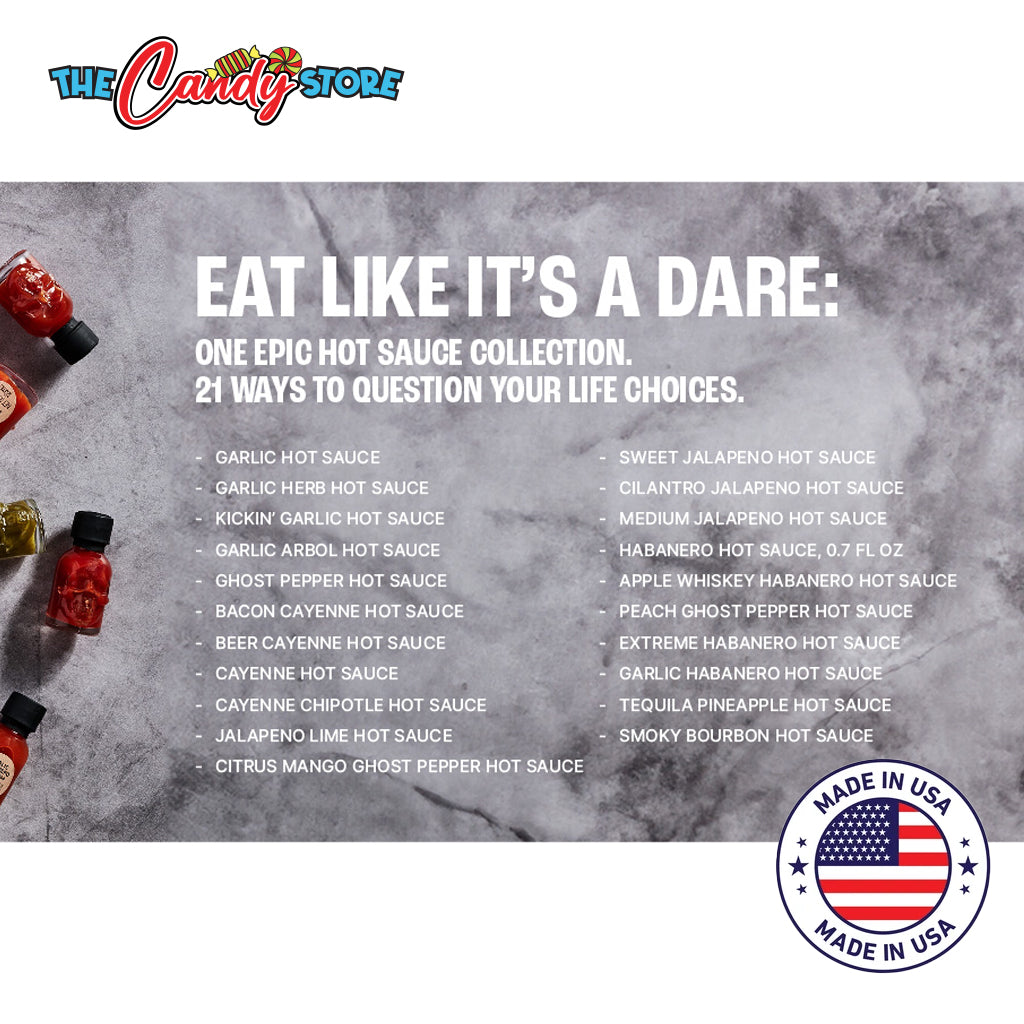Man Crates 21 Flavors Skull-Shaped Mini Hot Sauce