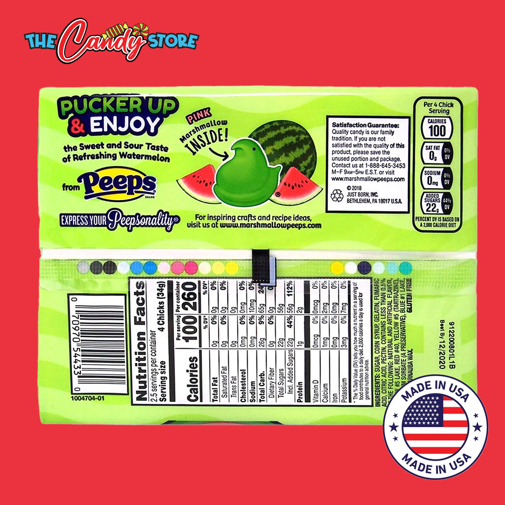PEEPS Sour Watermelon Chicks Marshmallow Candy