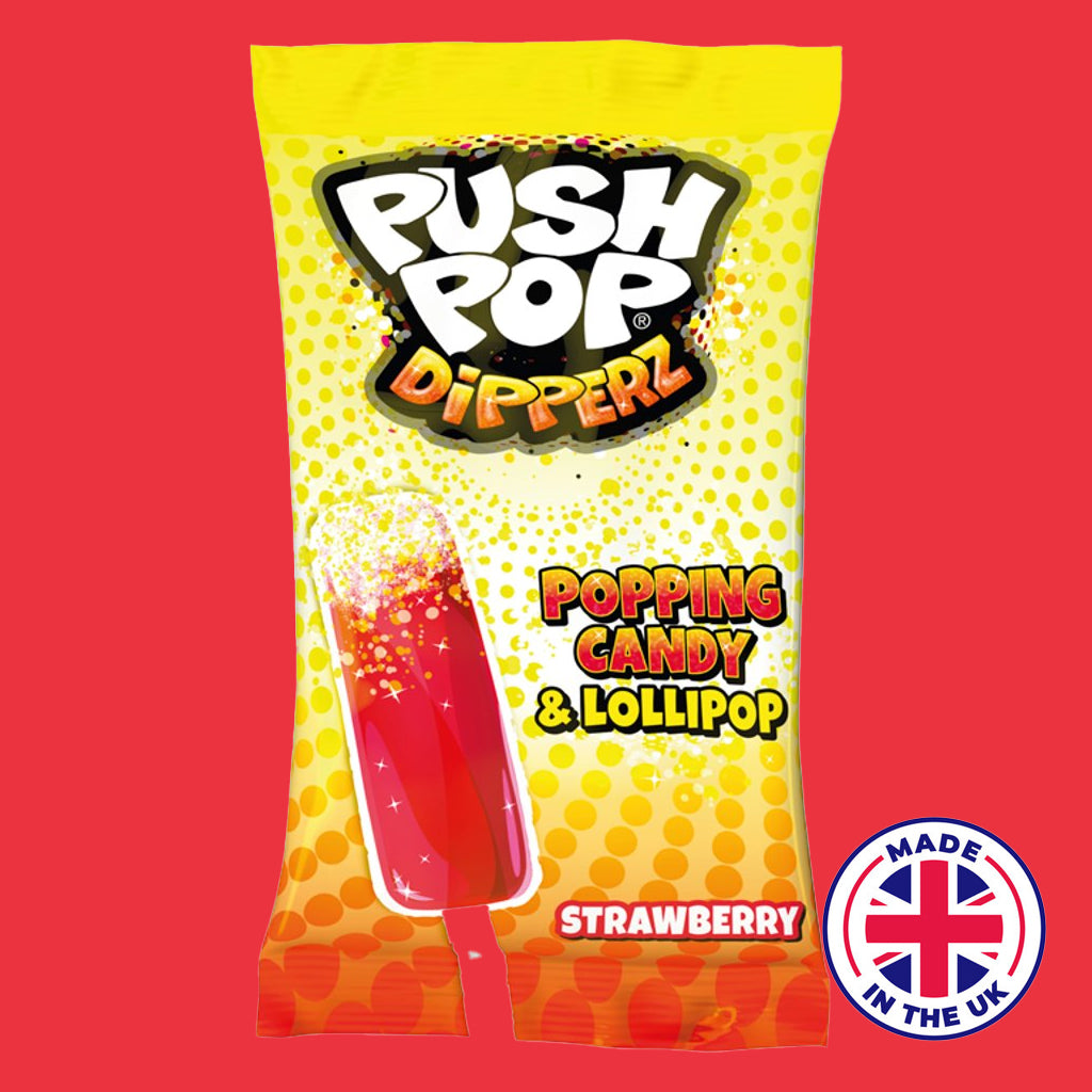 Push Pop Dipperz Popping Strawberry Candy Lollipop