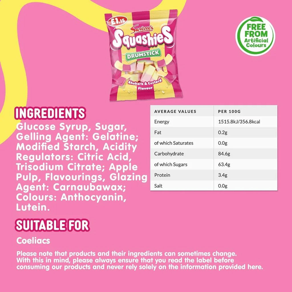 Swizzels Squashies Rhubarb & Custard Gummy Sweet