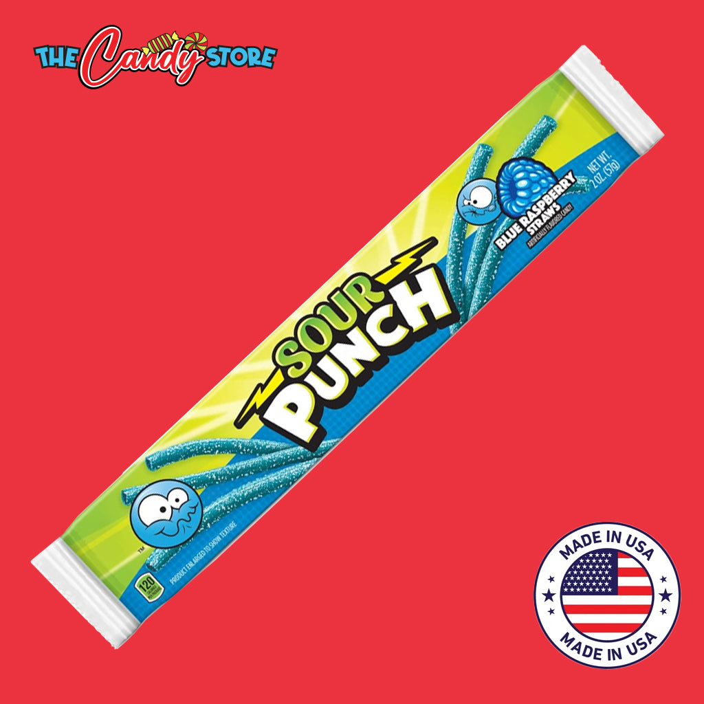 Sour Punch Blue Raspberry Sweet & Sour Candy Straws