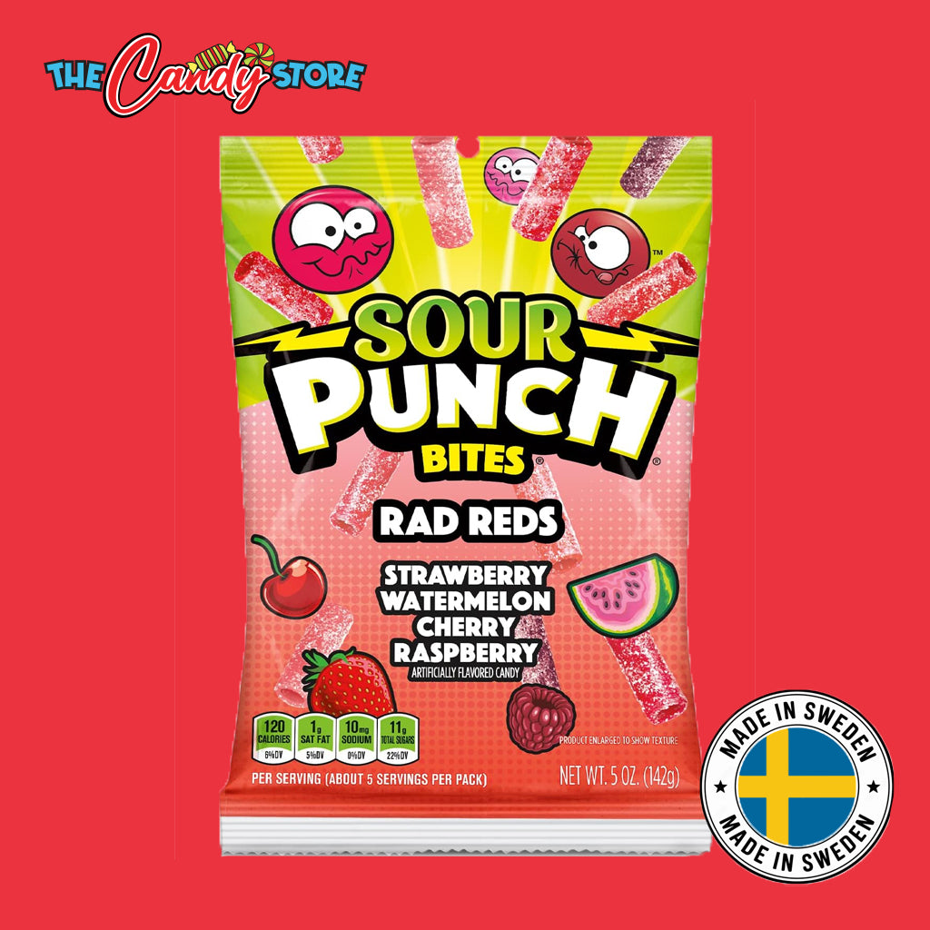 Sour Punch Bites Rad Reds Watermelon, Strawberry, Cherry & Raspberry Chewy Candy