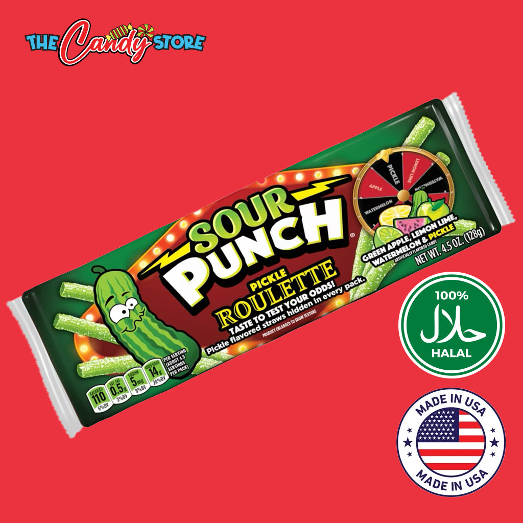 Sour Punch Pickle Roulette Straw Candy