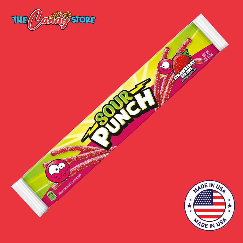 Sour Punch Strawberry Candy Sour Straws