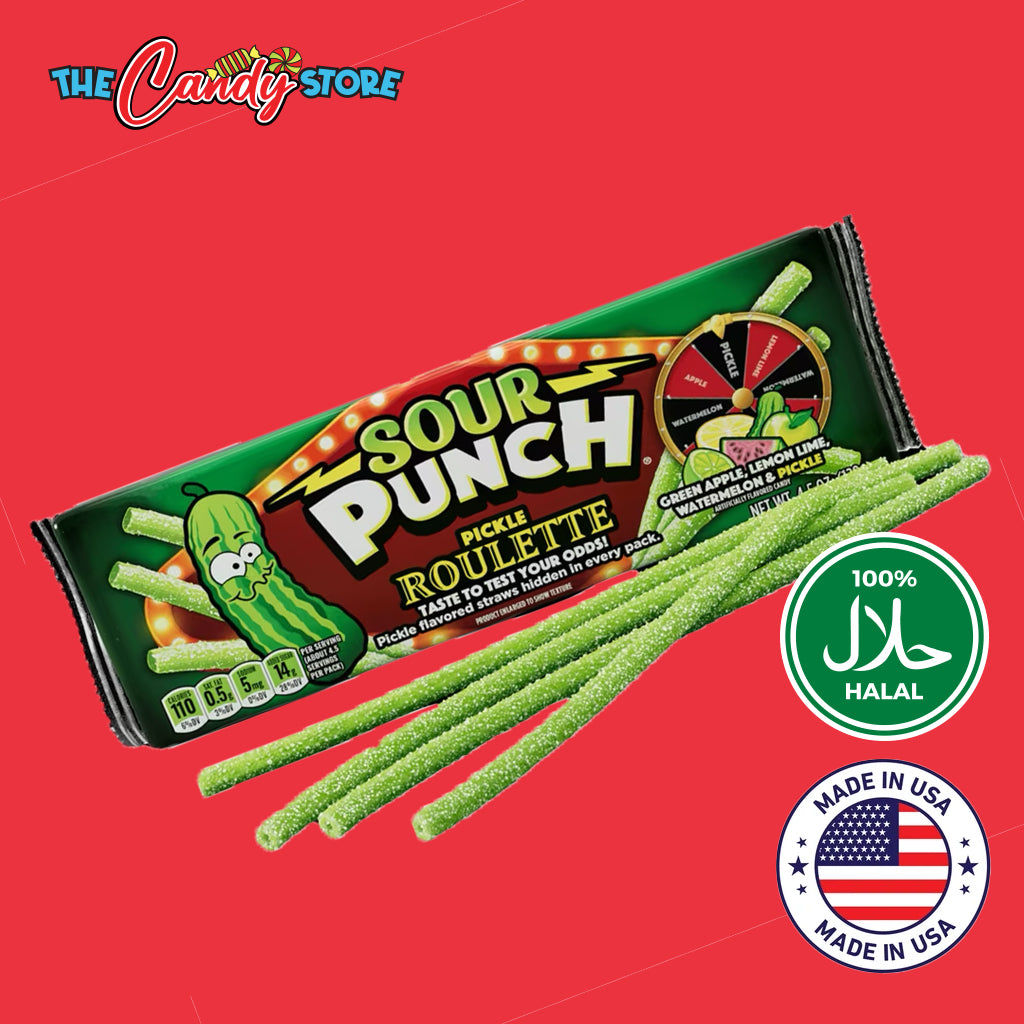 Sour Punch Pickle Roulette Straw Candy