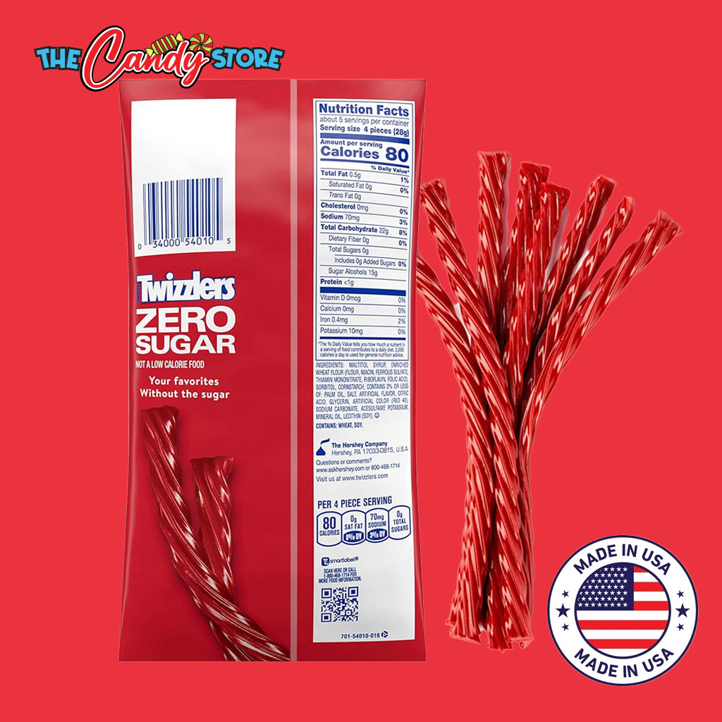 Twizzlers Zero Sugar Strawberry Licorice Twists Chewy Candy